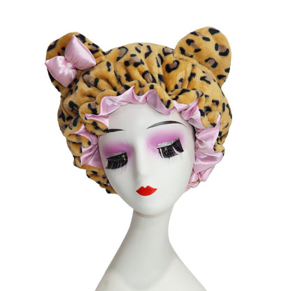 Gorro de peluche con orejas de gato y estampado leopardo | GATOKOOL