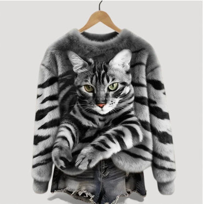 Sudadera de mujer con estampado de gato efecto 3D | GATOKOOL