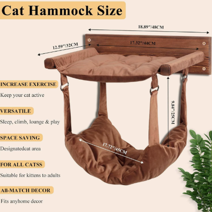 Cama para gatos de madera con hamaca | GATOKOOL