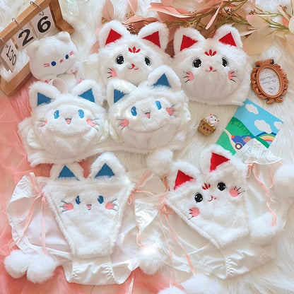 Sujetador afelpado con estampado de gato de la suerte | GATOKOOL