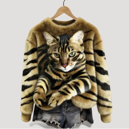 Sudadera de mujer con estampado de gato efecto 3D | GATOKOOL