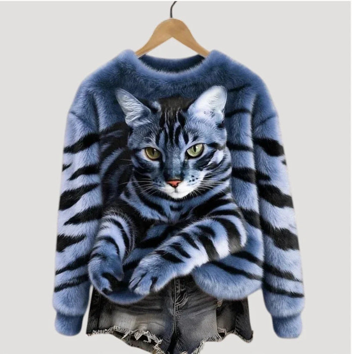 Sudadera de mujer con estampado de gato efecto 3D | GATOKOOL