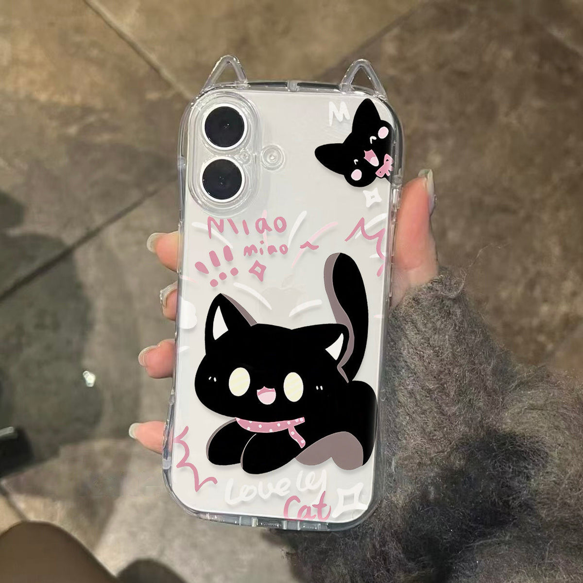 Cute Cat Ear Mobile Phone Case Big Face Cat Bracelet Protective Cover