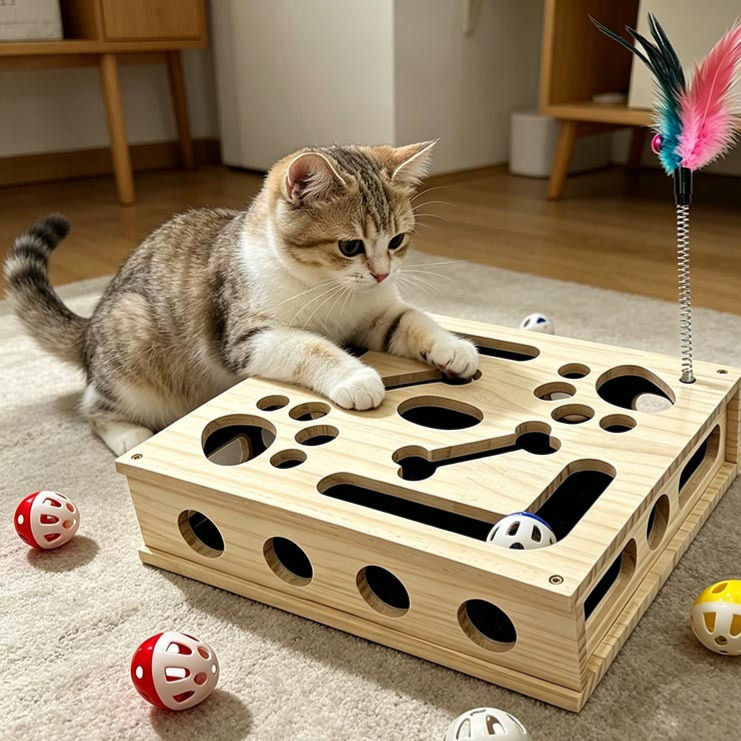 Caja de juegos para gatos de madera | GATOKOOL