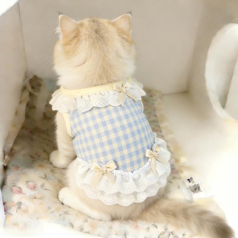 Vestido azul para gatos con encaje | GATOKOOL