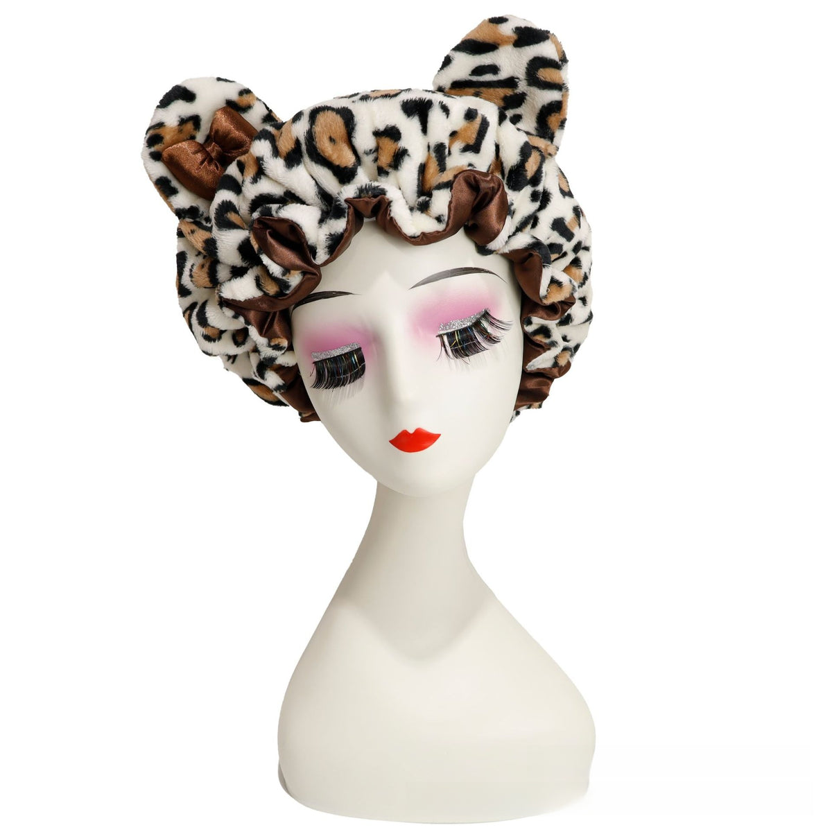 Gorro de peluche con orejas de gato y estampado leopardo | GATOKOOL