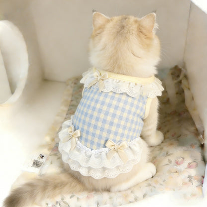 Vestido azul para gatos con encaje | GATOKOOL