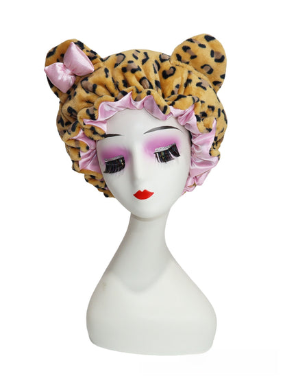 Gorro de peluche con orejas de gato y estampado leopardo | GATOKOOL