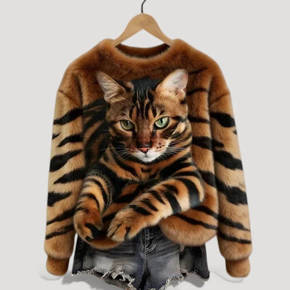 Sudadera de mujer con estampado de gato efecto 3D | GATOKOOL