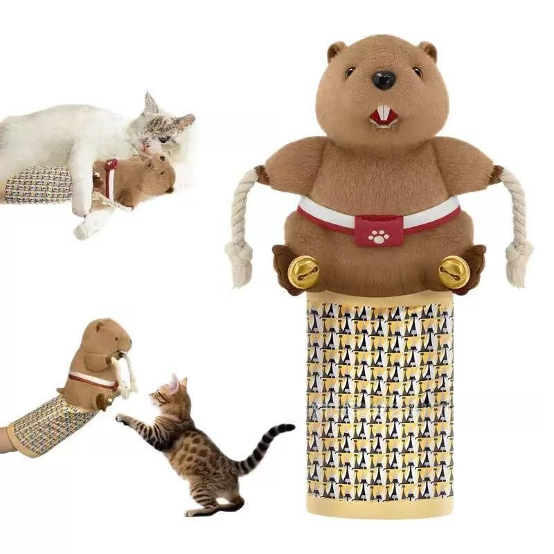 Guante de peluche con forma de castor para jugar con gatos | GATOKOOL