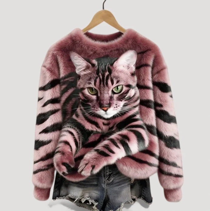 Sudadera de mujer con estampado de gato efecto 3D | GATOKOOL