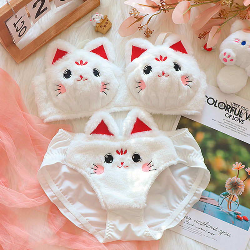 Sujetador afelpado con estampado de gato de la suerte | GATOKOOL