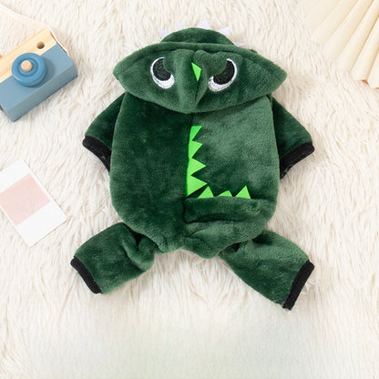Disfraz afelpado de dinosaurio para gatos | GATOKOOL