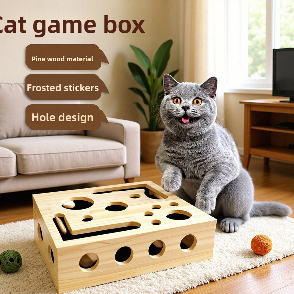 Caja de juegos para gatos de madera | GATOKOOL