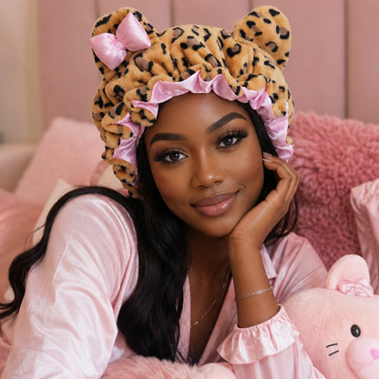 Gorro de peluche con orejas de gato y estampado leopardo | GATOKOOL