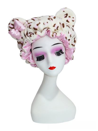Gorro de peluche con orejas de gato y estampado leopardo | GATOKOOL