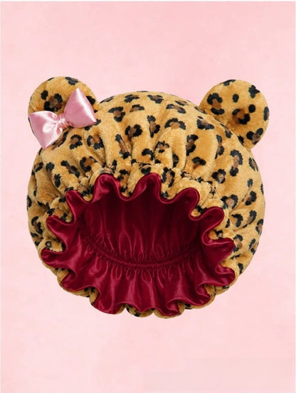 Gorro de peluche con orejas de gato y estampado leopardo | GATOKOOL