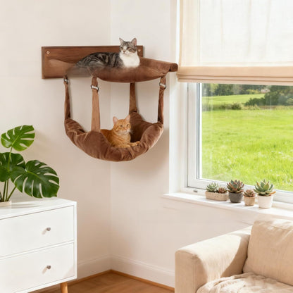 Cama para gatos de madera con hamaca | GATOKOOL